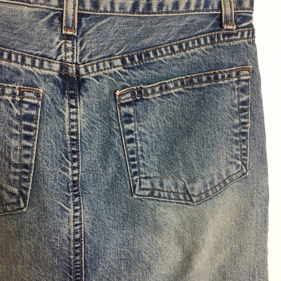 90’s Vintage denim jean skirt. Front slit blue classic preppy - Picture 4 of 7